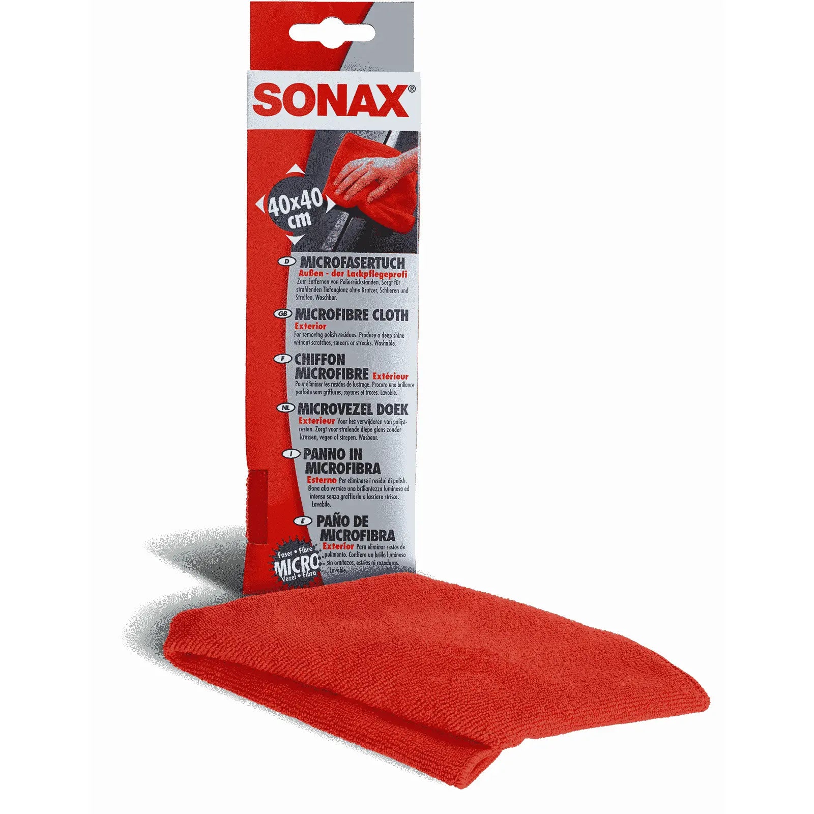 SONAX Microfiber Klud Exteriør - Rød - 40x40cm - BilligStyling