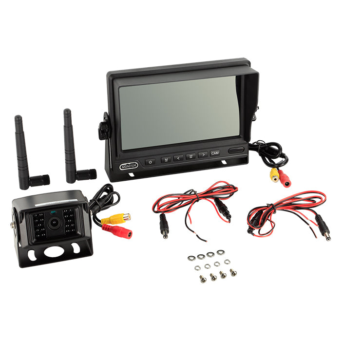Bakkamera sæt m. 7" skærm trådløs 12/24V acv