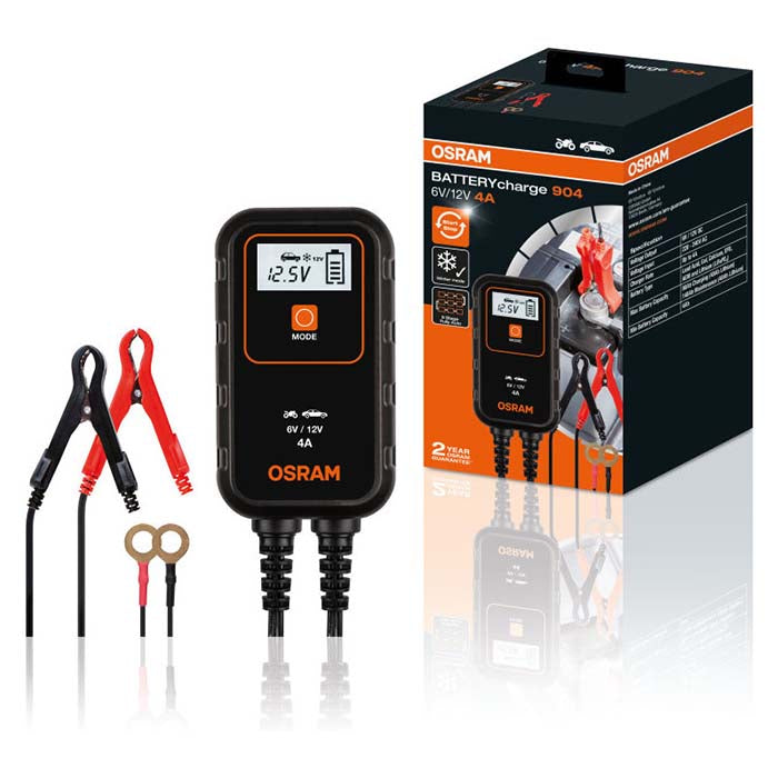Osram Batterilader 4A, 1,5m kabel - Til Bil & MC - BilligStyling