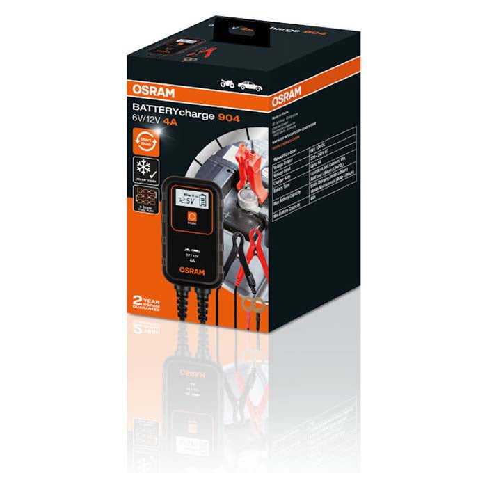 Osram Batterilader 4A, 1,5m kabel - Til Bil & MC - BilligStyling