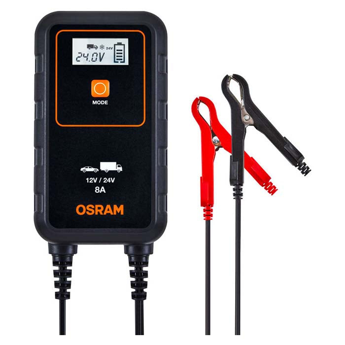Osram Batterilader 8A, 1,5m kabel - Til Bil, MC & Varevogn - BilligStyling