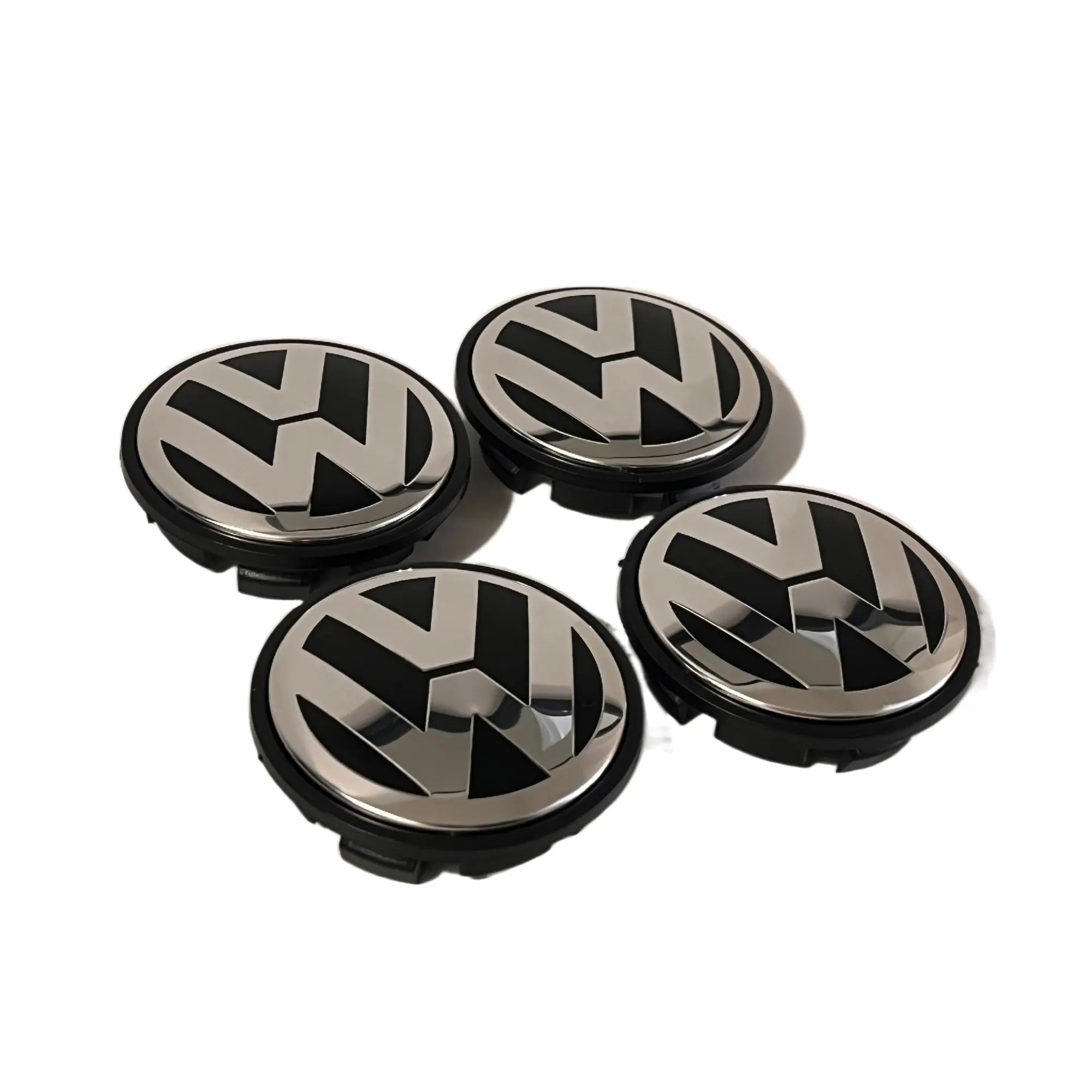 Volkswagen centerkapsler i sølv, sæt med 4 stk - 55/56/65/70 mm - BilligStyling