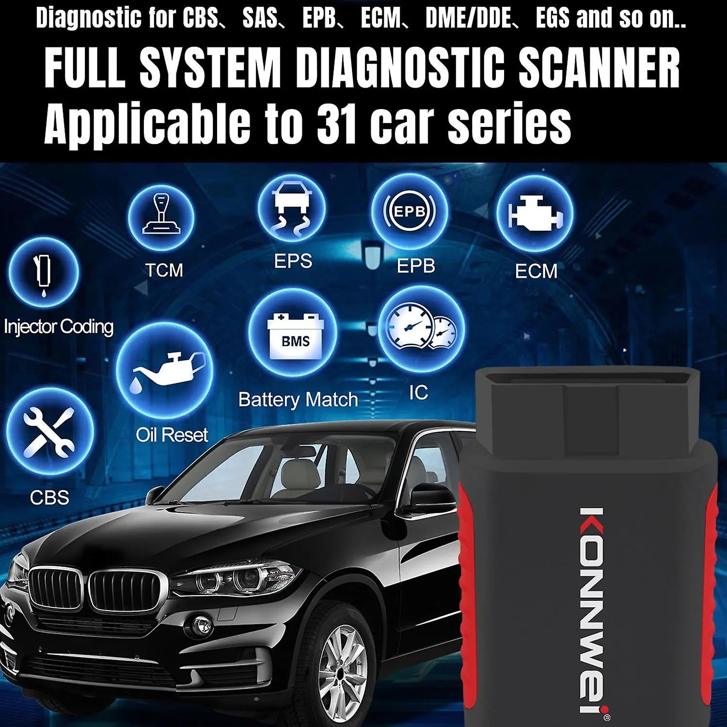 KONNWEI Kdiag - Bildiagnostik Scanner Pro, OBD2 Bluetooth iPhone, Android (inkl. taske) - BilligStyling