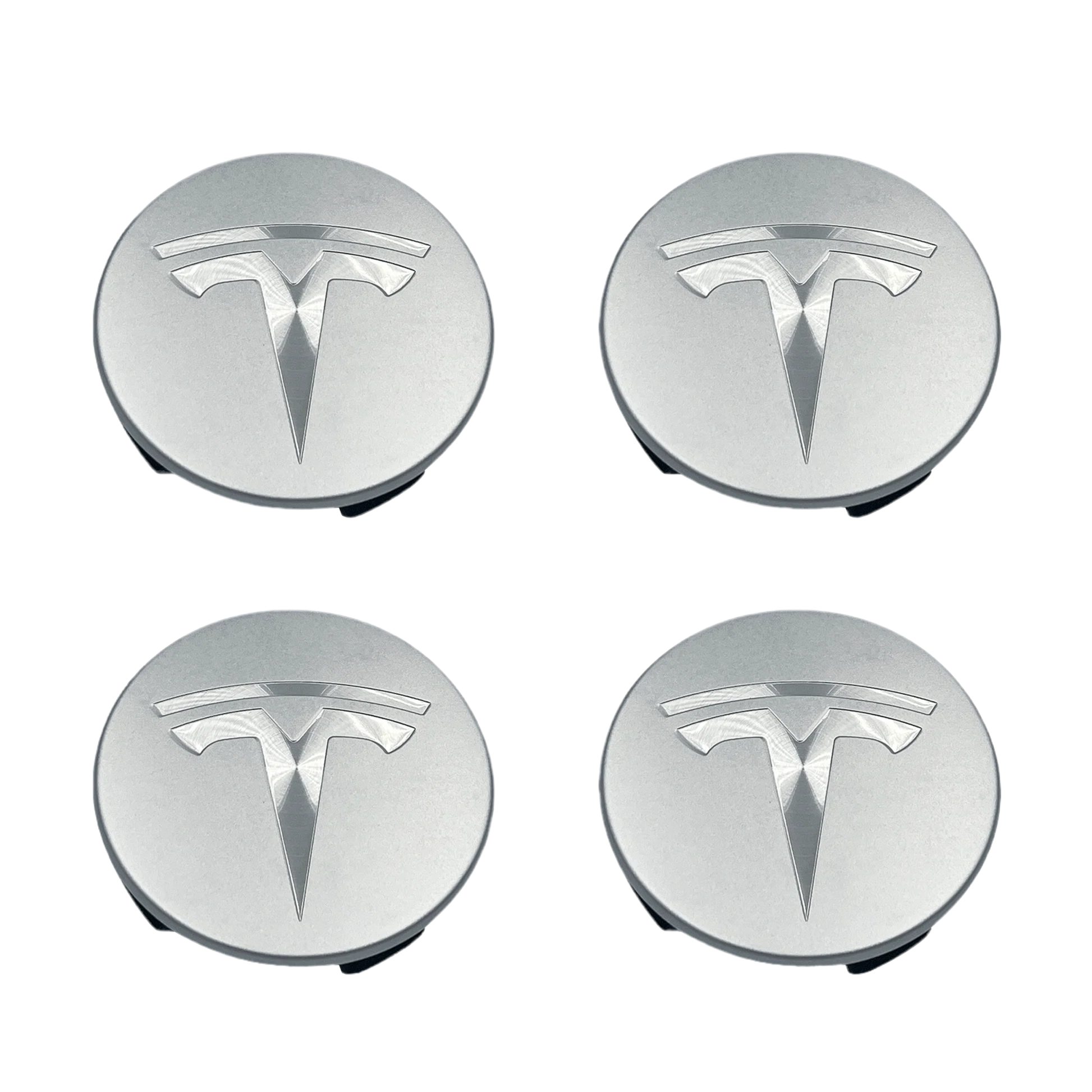 Tesla centerkapsler i Sølv, sæt med 4 stk - 57mm - BilligStyling