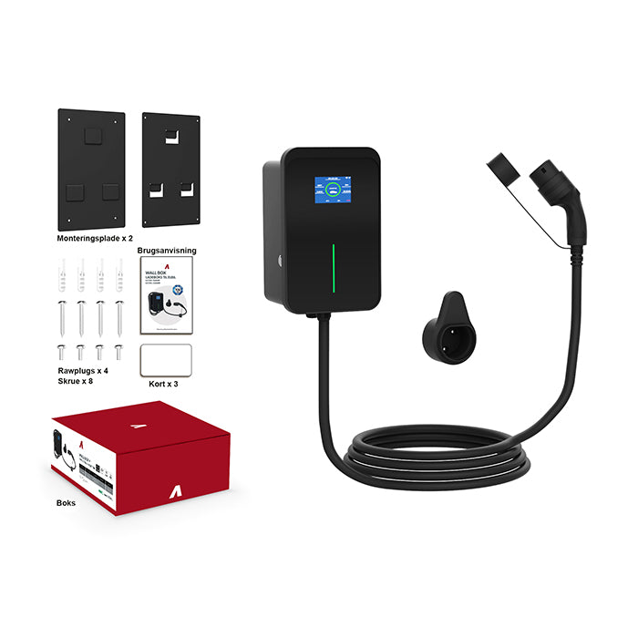 Ladeboks Elbil 11 kW – 16A 3-faset m. 7 Meter Kabel & App Styring - BilligStyling