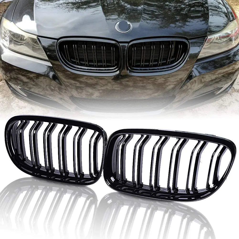 BMW E90 LCI (2008-2012) Frontgrill nyrer - Sort højglans - Komplet sæt - BilligStyling