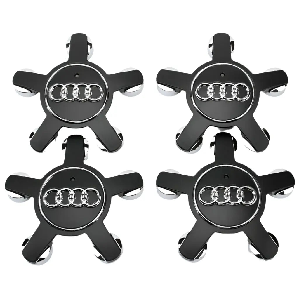 Audi centerkapsler i sort, sæt med 4 stk - 135mm - BilligStyling