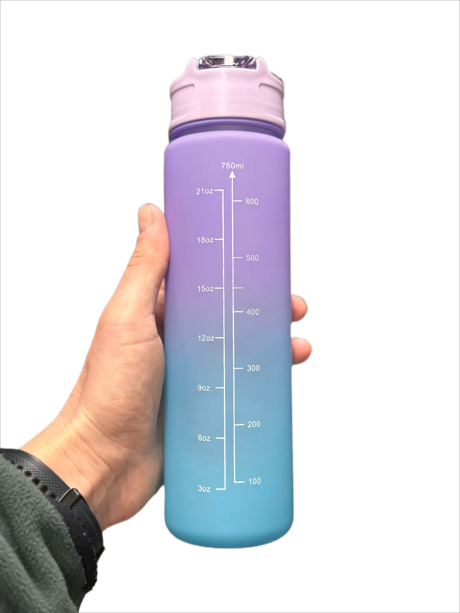 Motiverende Vandflaske, Lilla/Tyrkis, 750ML - BilligStyling