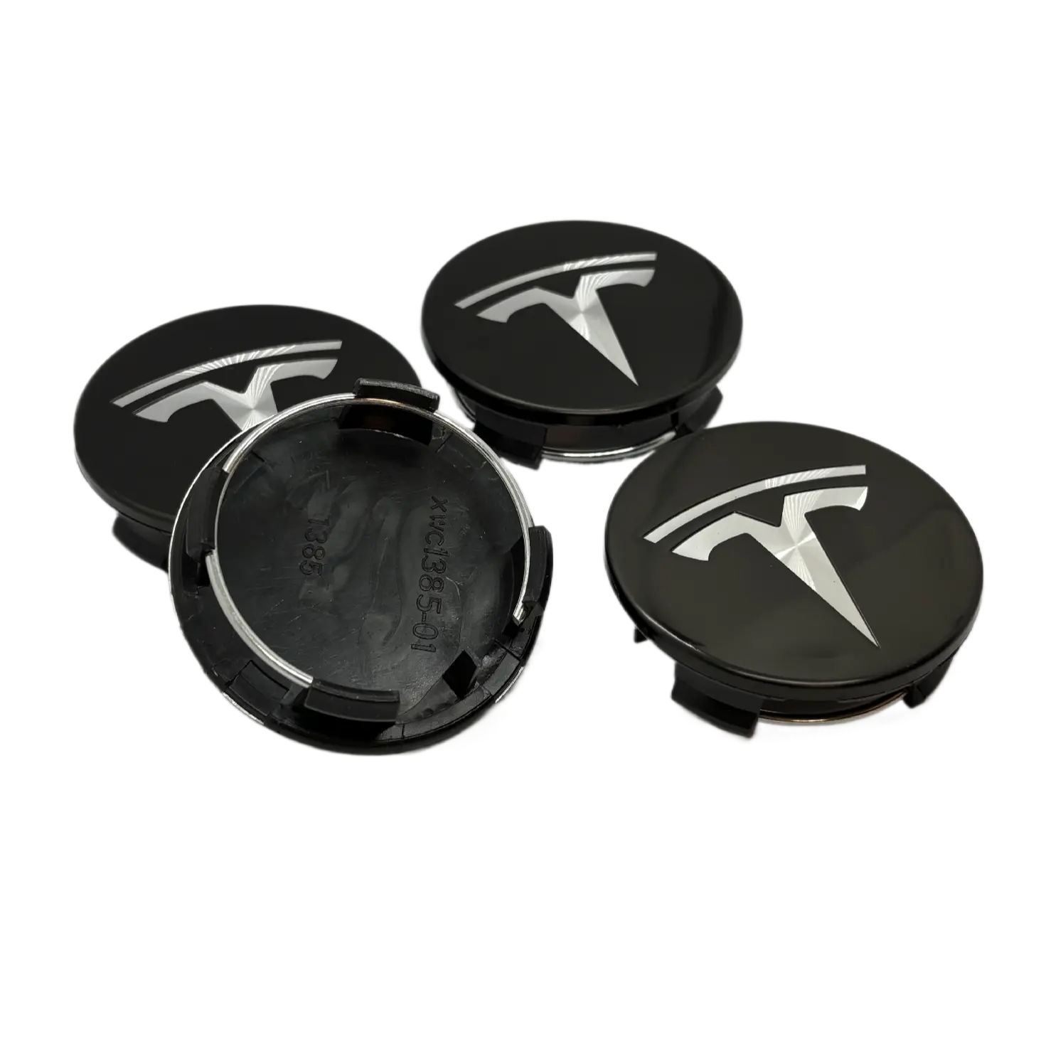 Tesla centerkapsler i Sort, sæt med 4 stk - 57mm - BilligStyling