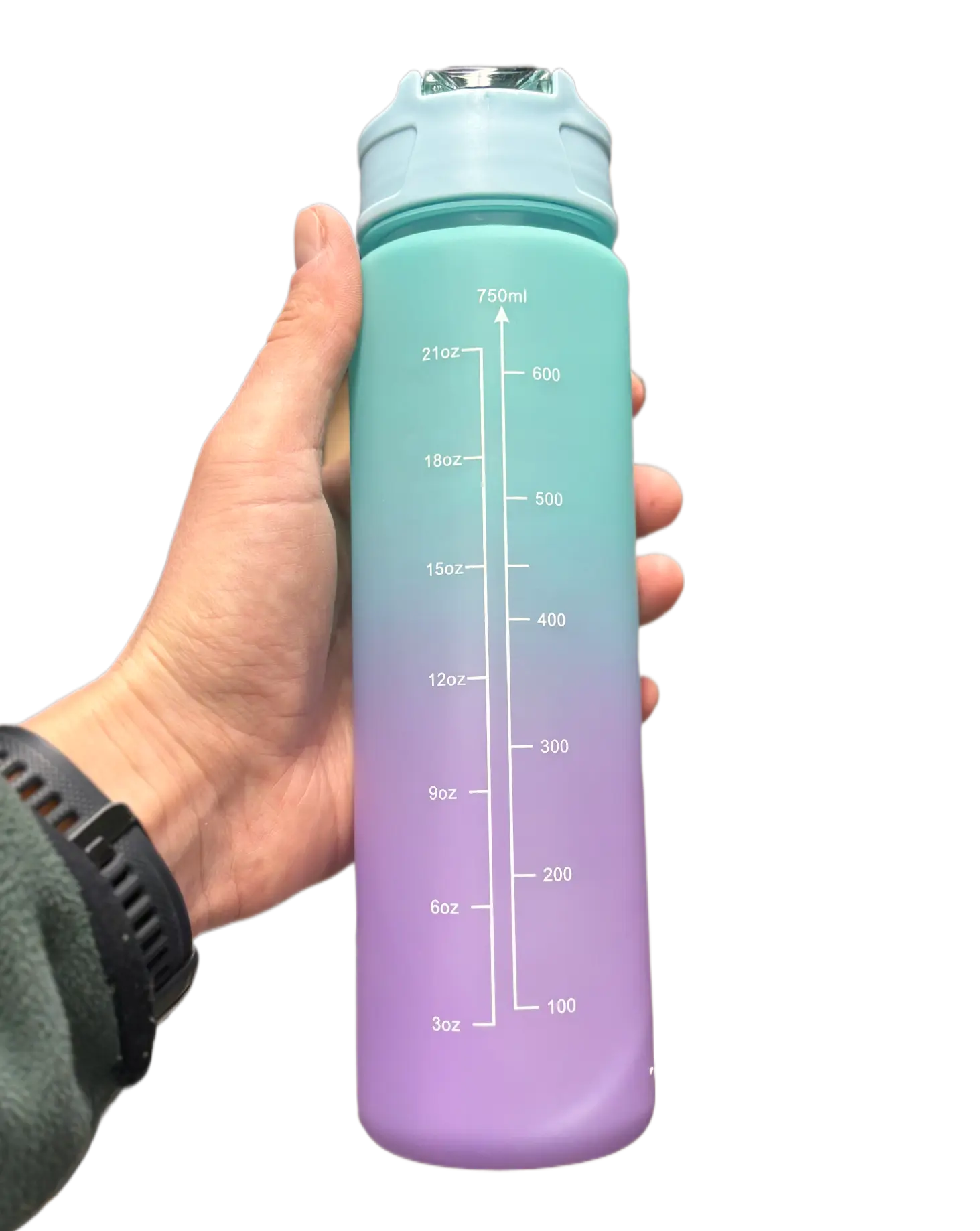 Motiverende Vandflaske, Tyrkis/Lilla, 750ML - BilligStyling