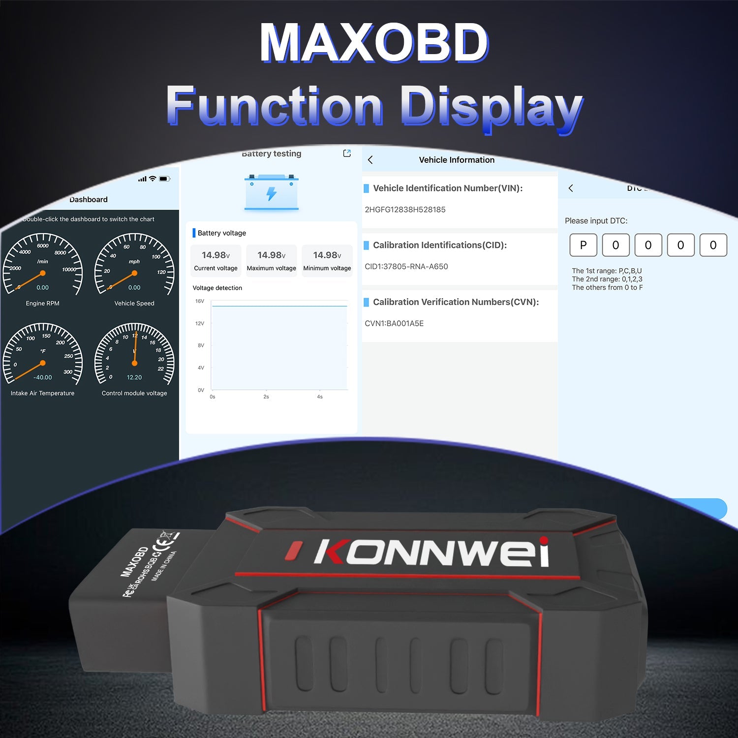 KONNWEI MaxOBD – Fuld System OBD2 Scanner (Bluetooth iOS/Android) KONNWEI