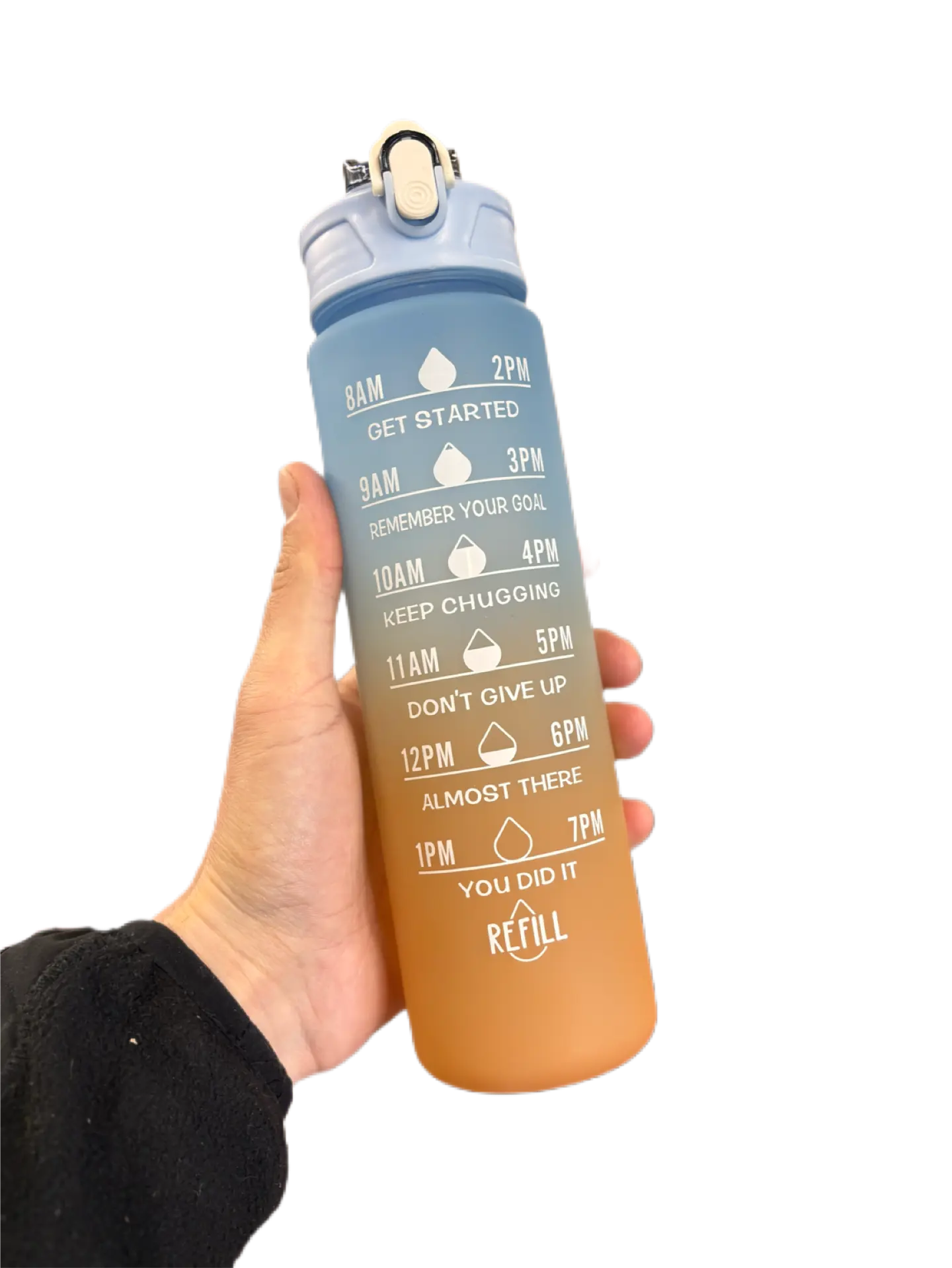 Motiverende Vandflaske, Blå/Orange, 750ml - BilligStyling