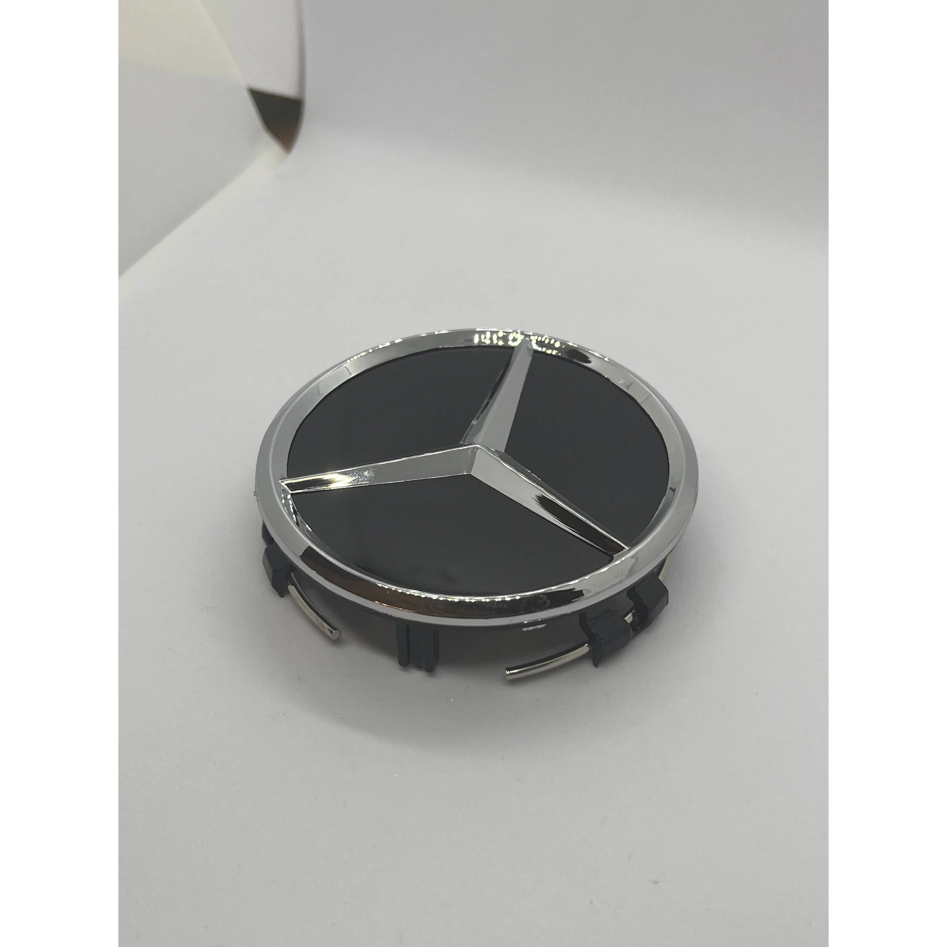 Mercedes centerkapsler, sæt med 4 stk - 75 mm, Sort - BilligStyling