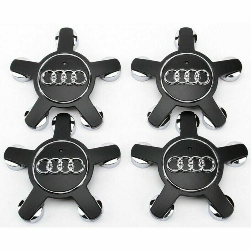 Audi centerkapsler i sort, sæt med 4 stk - 135mm - BilligStyling