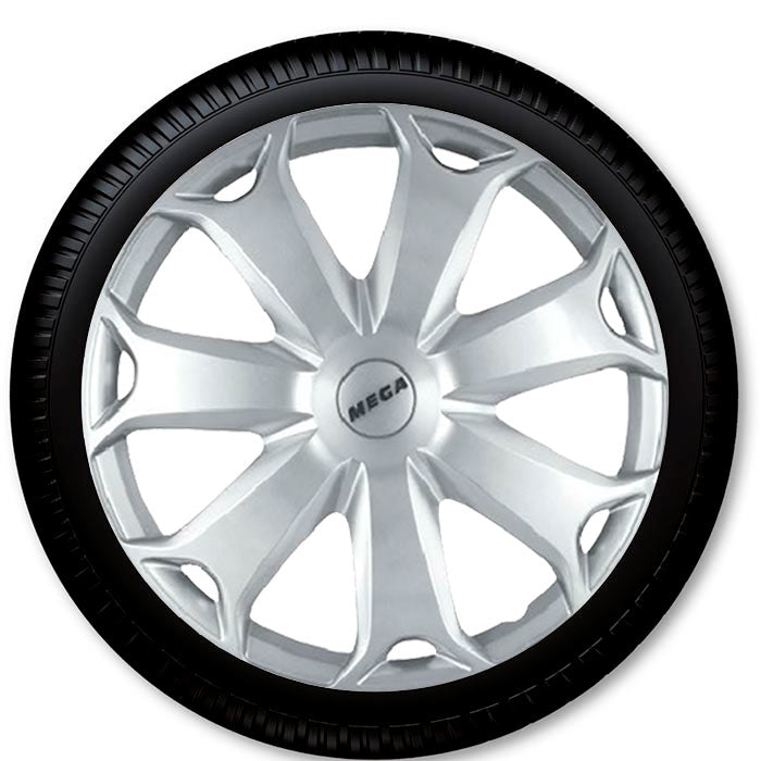 13" mega sølv hjulkapselsæt coverline