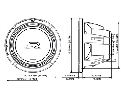 Alpine R2-W12D2 Type-R subwoofer 12" 2 Ohm alpine