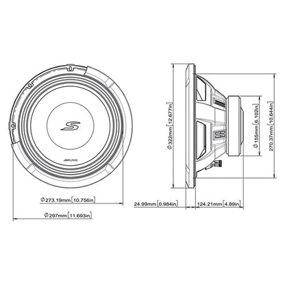 Alpine S2-W12D4 12" subwoofer dobbelt 4 ohm alpine