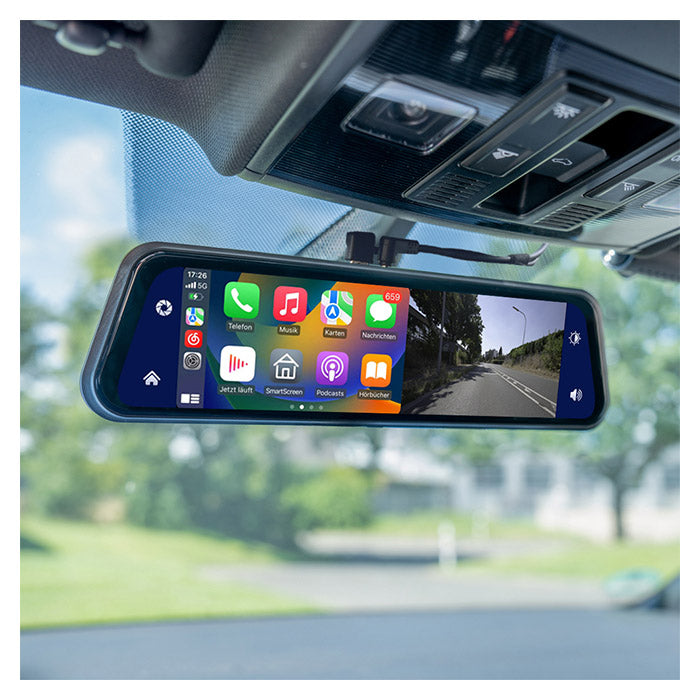 Ampire 9&quot; bakspejl med CarPlay, Android Auto, Dashcam ampire