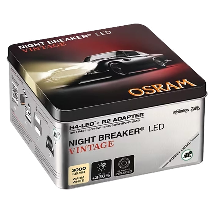 Osram Night Breaker Led Vintage H4 ECE +330% - sæt osram
