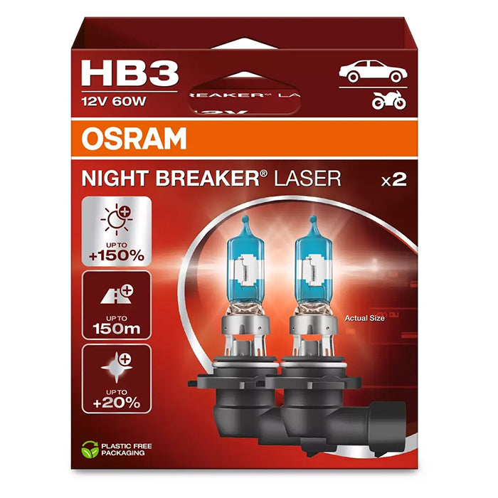 Osram Night Breaker Laser HB3 60W 12V +150 Procent- Sæt osram