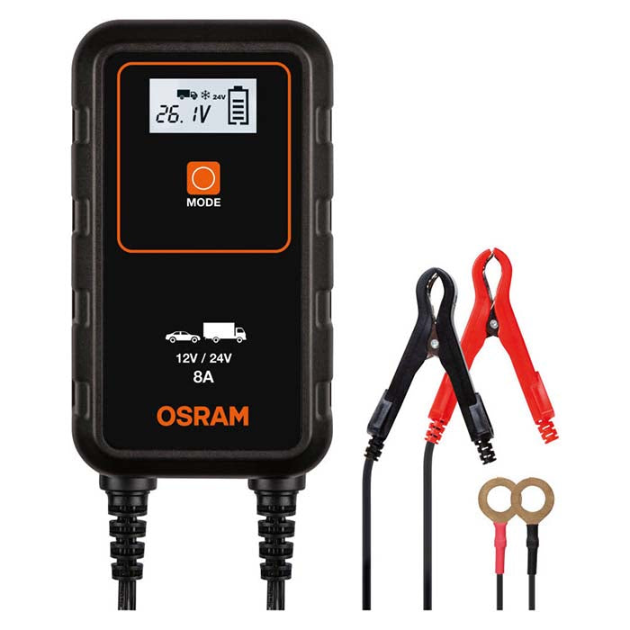 Osram Batterilader 8A, 1,5m kabel - Til Bil, MC &amp; Varevogn - BilligStyling