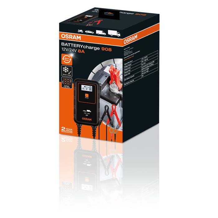 Osram Batterilader 8A, 1,5m kabel - Til Bil, MC &amp; Varevogn - BilligStyling