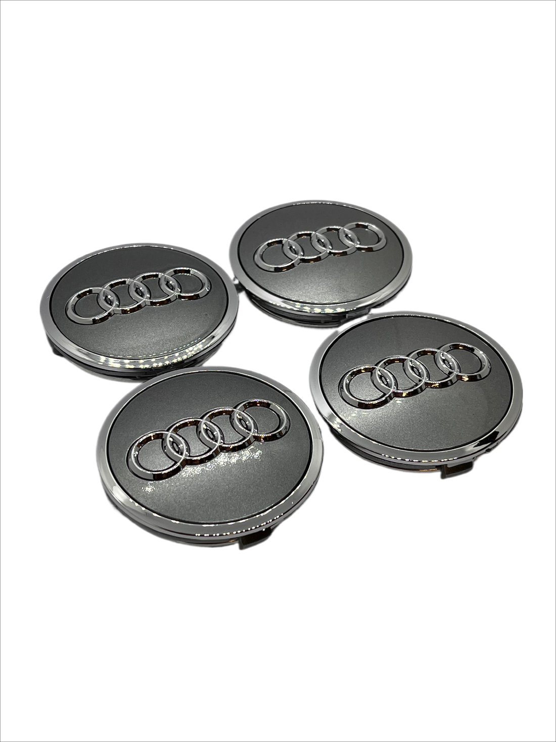 Audi centerkapsler i sølv/grå, sæt med 4 stk - 61/69 mm - BilligStyling