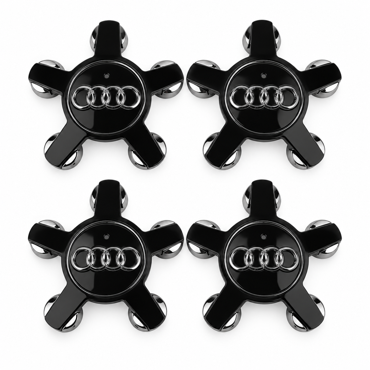 Audi centerkapsler i sort, sæt med 4 stk - 135mm BilligStyling