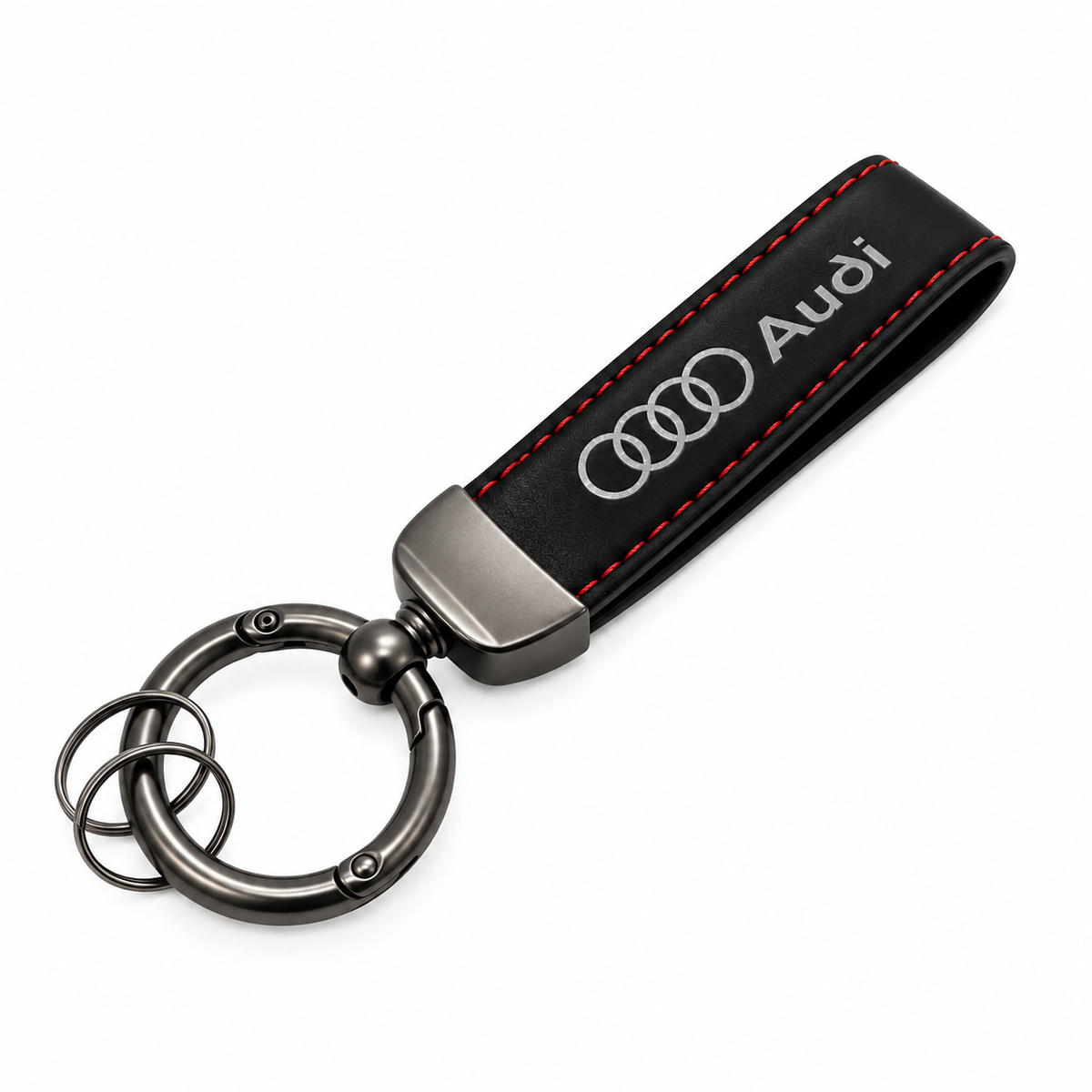 Audi nøglering, Sort med røde syninger BilligStyling