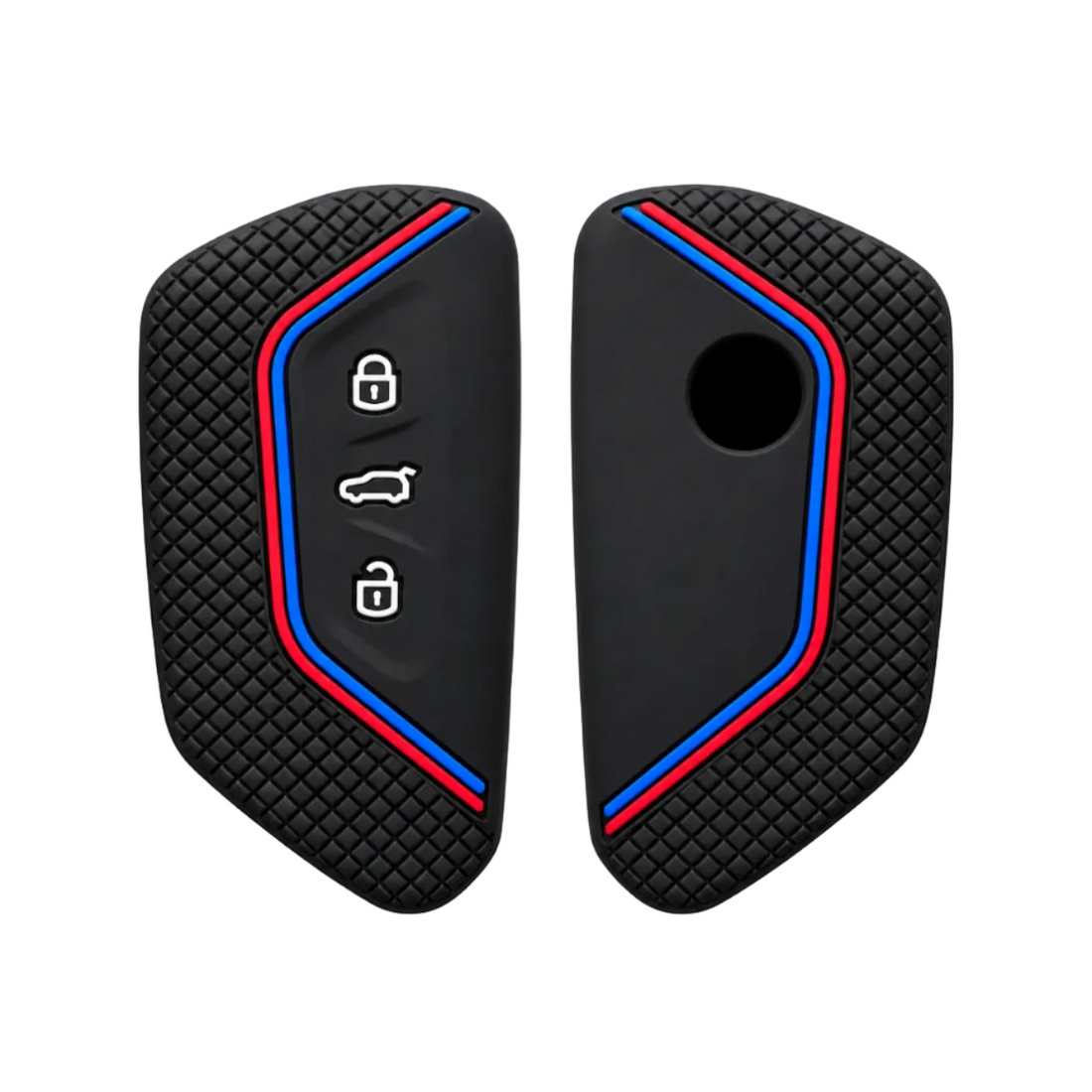 Bilnøgle silikone cover, Rød/blå - Volkswagen, Skoda, SEAT BilligStyling
