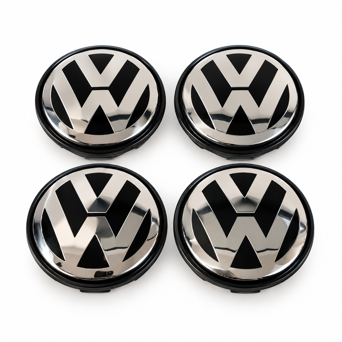 Volkswagen centerkapsler i sølv, sæt med 4 stk - 55/56/65/70 mm BilligStyling