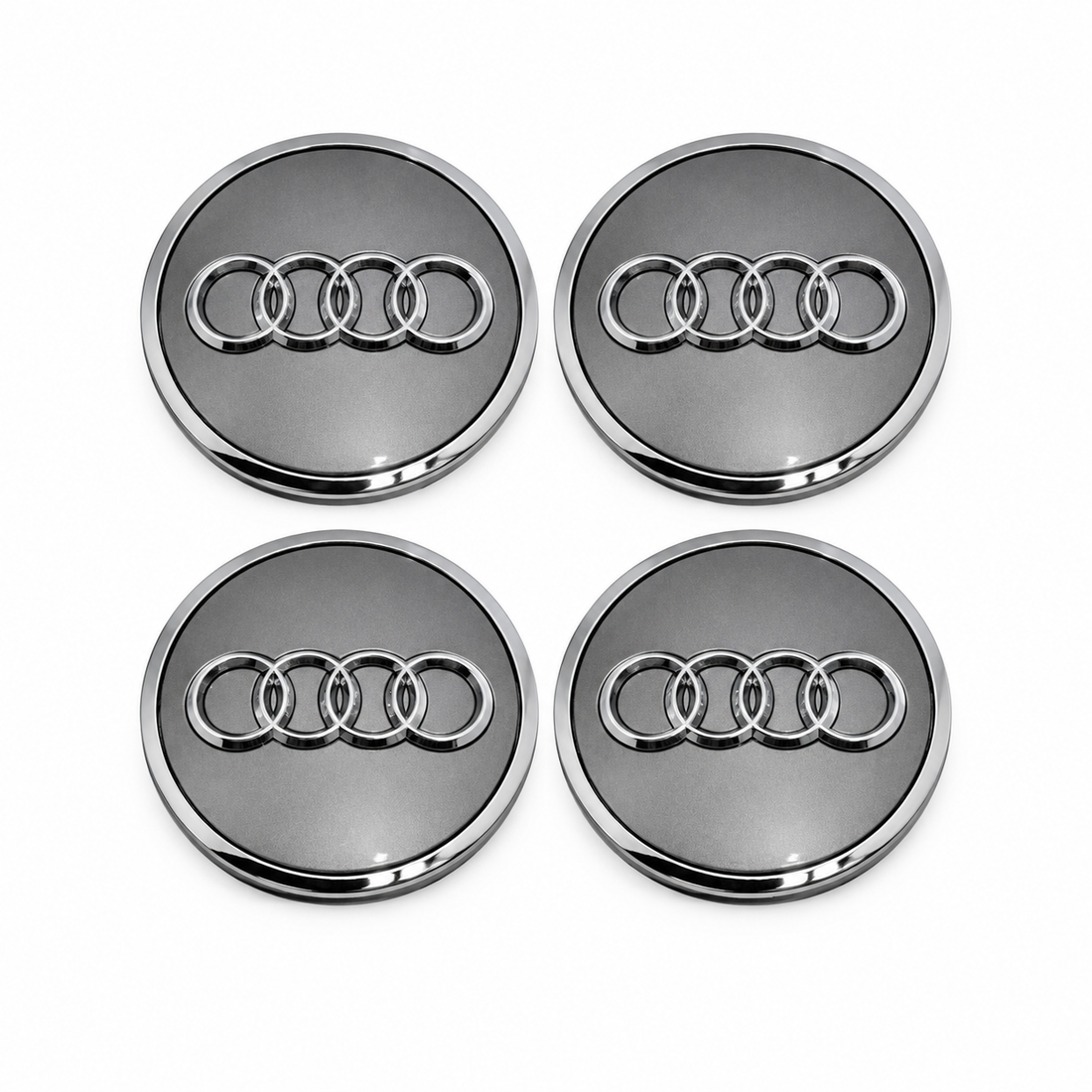 Audi centerkapsler i sølv/grå, sæt med 4 stk - 61/69 mm BilligStyling