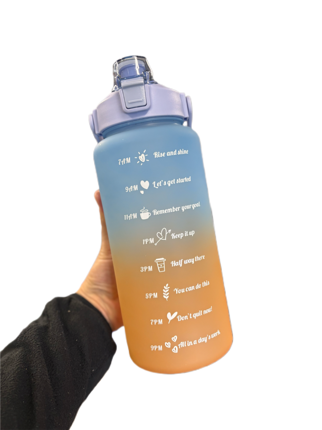 Motiverende Vandflaske, Blå/Orange, 2000ml