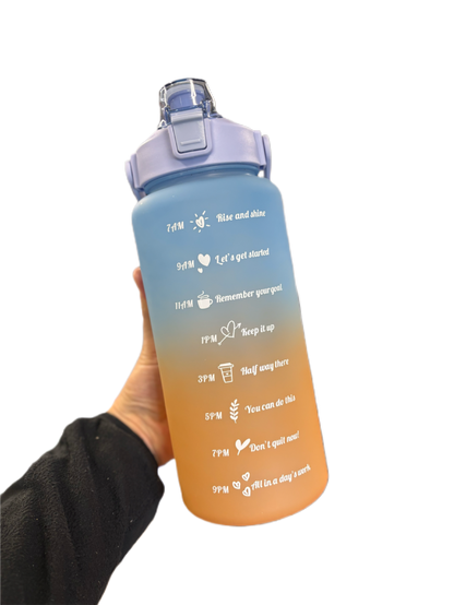 Motiverende Vandflaske, Blå/Orange, 2000ml - BilligStyling