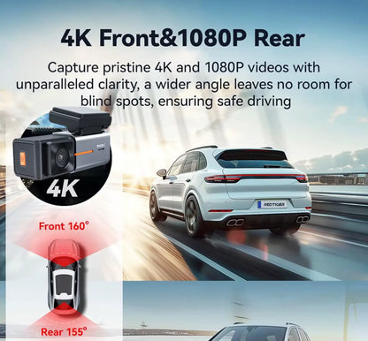4K Ultra HD Dual Dashcam med WiFi og Mobilforbindelse - Sæt til For/Bag - BilligStyling