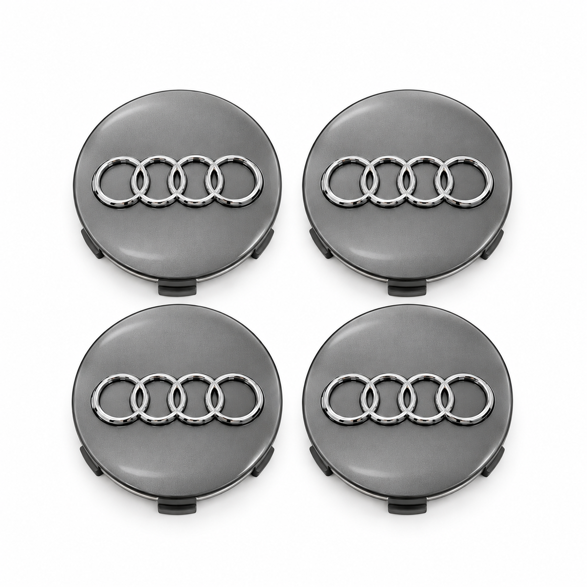 Audi centerkapsler i grå, sæt med 4 stk - 60/68 mm BilligStyling