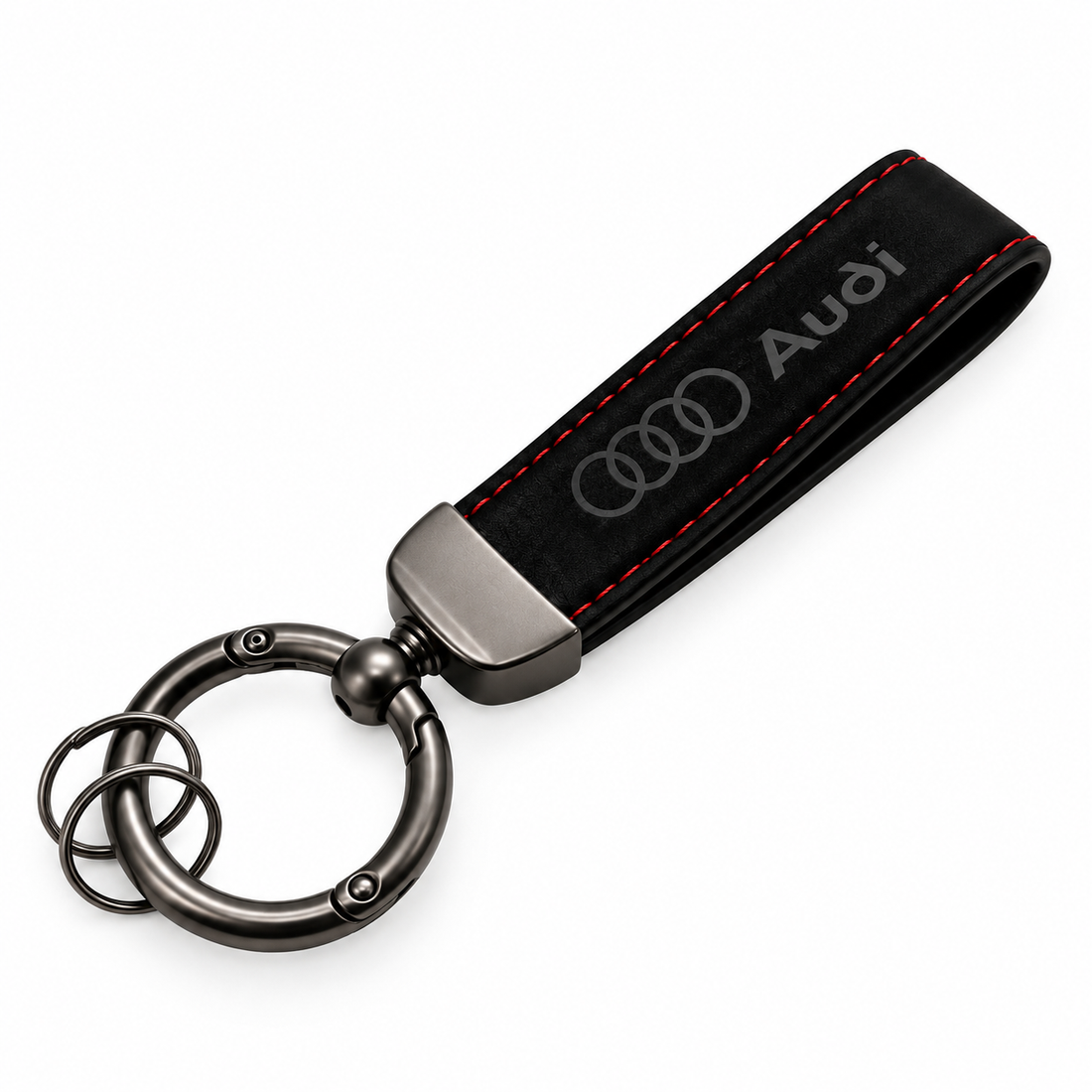 Audi nøglering, Sort med røde syninger BilligStyling
