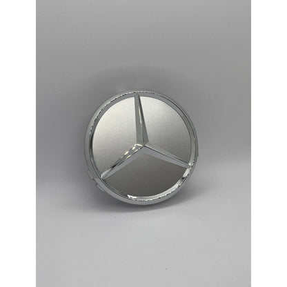 Mercedes centerkapsler, sæt med 4 stk - 75 mm, Sølv - BilligStyling