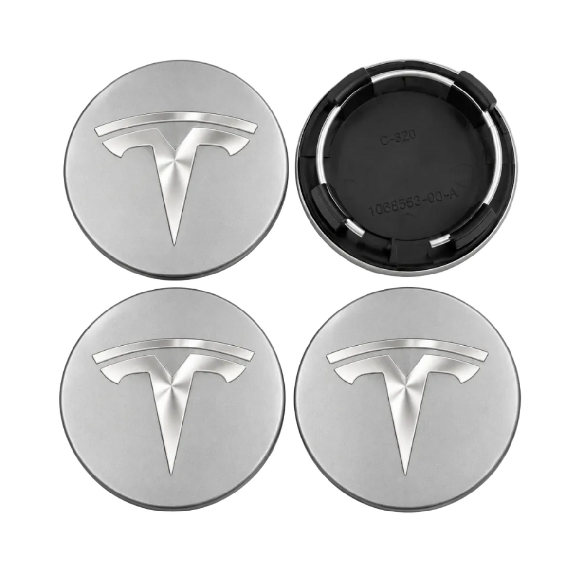 Tesla centerkapsler i Sølv, sæt med 4 stk - 57mm BilligStyling
